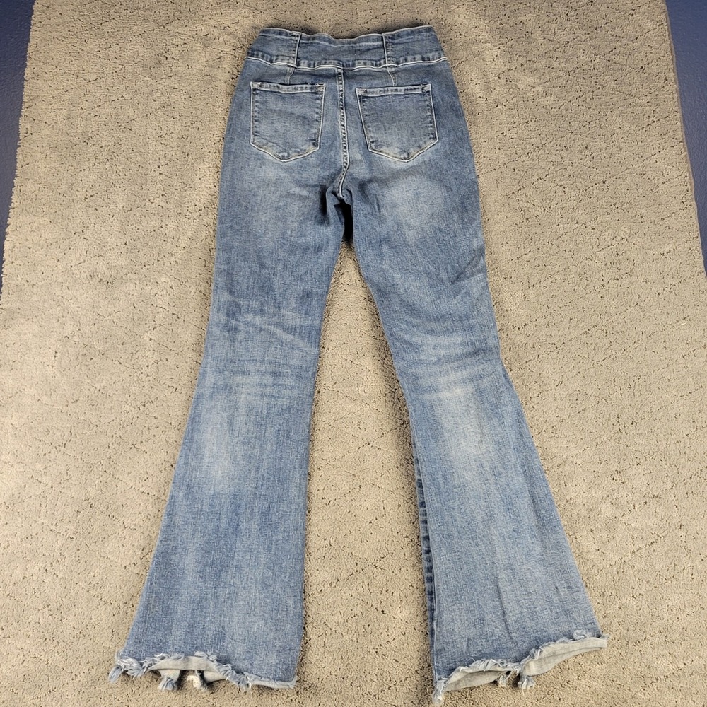 KanCan Jeans Womens 9 Blue Miranda Ultra High‎ Rise Flare Jeans Stretch Festival - Picture 2 of 7